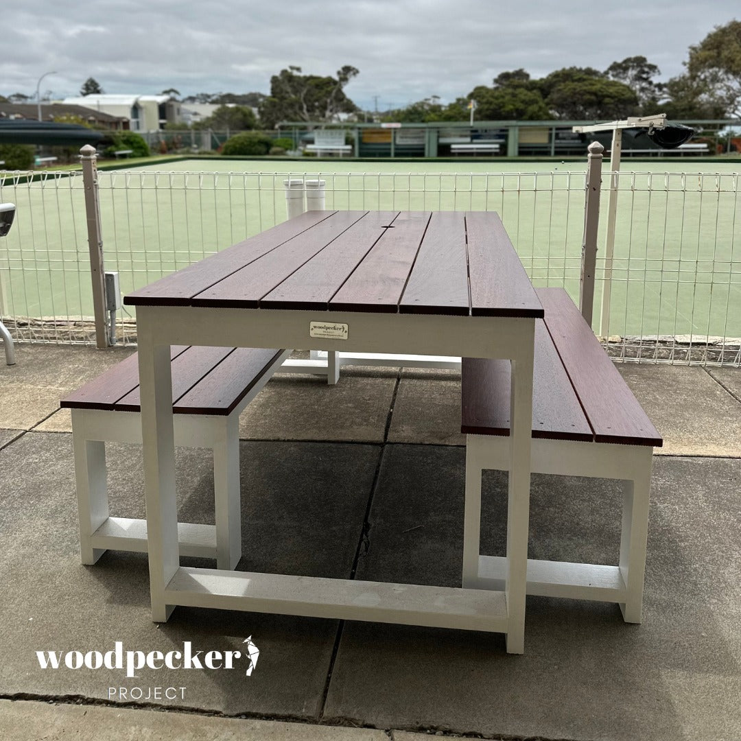 Merbau Outdoor Table Set – Woodpecker Project