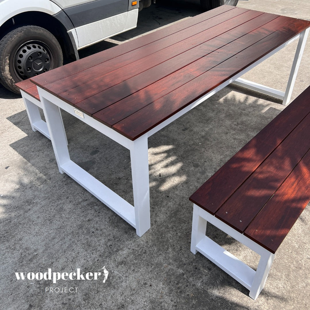 Merbau Outdoor Table Set – Woodpecker Project