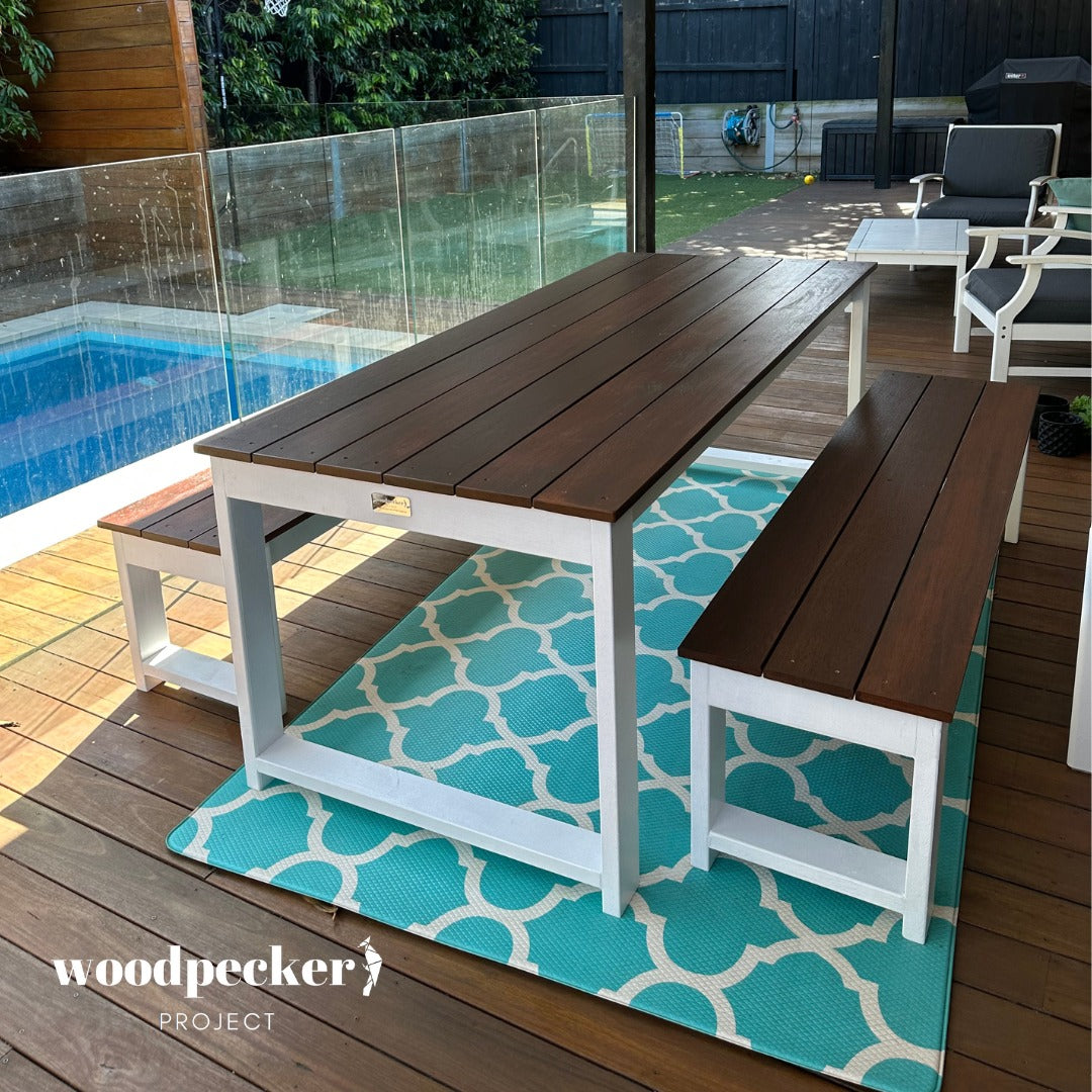 Merbau Outdoor Table Set – Woodpecker Project