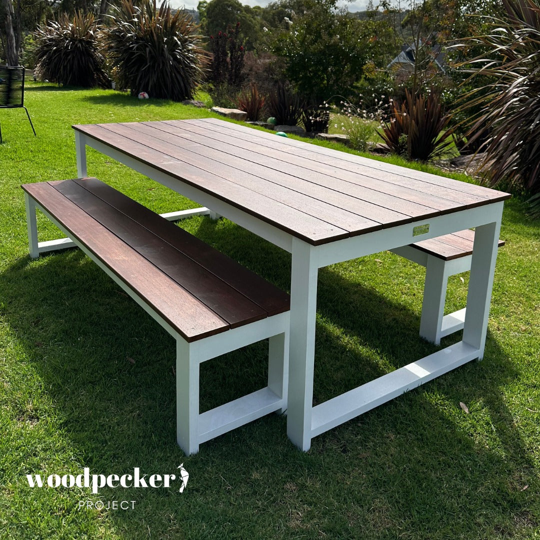Merbau Outdoor Table Set – Woodpecker Project