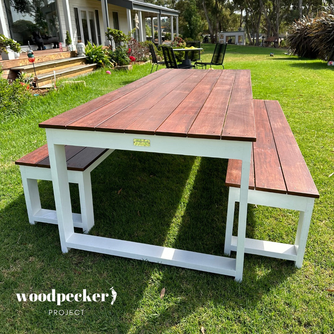 Merbau Outdoor Table Set – Woodpecker Project