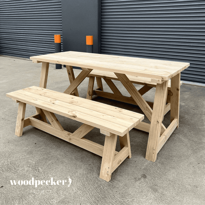 Contemporary outdoor table set with ergonomically designed comfortable chairs, perfect for garden gatherings and family meals