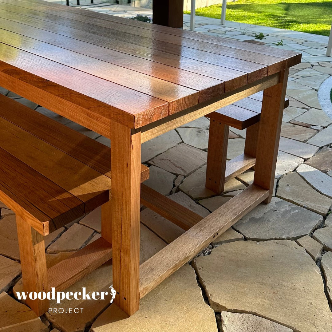 Diy Outdoor Wood And Metal Patio Table Outdoor Bench Dining Set On