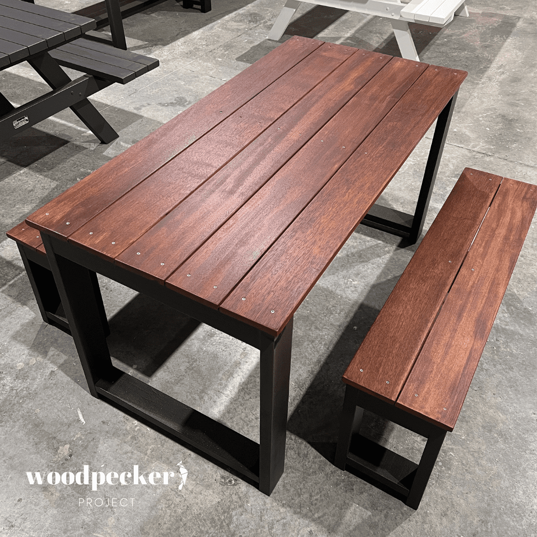 Merbau Outdoor Table Set – Woodpecker Project
