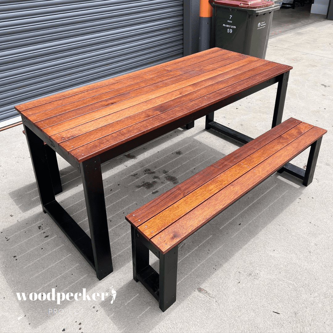 Merbau Outdoor Table Set – Woodpecker Project