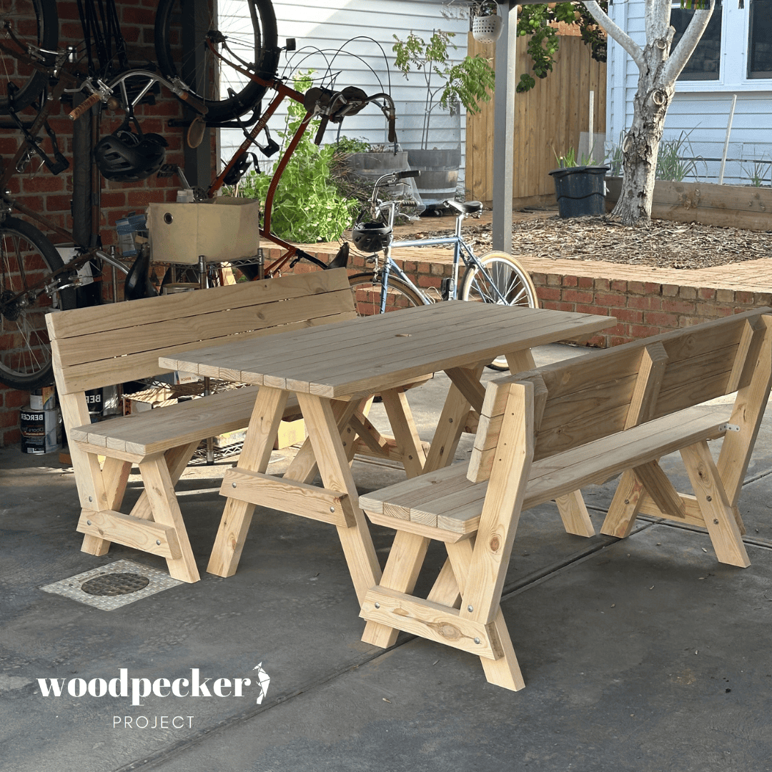 Separated Picnic Table Set with Backrest