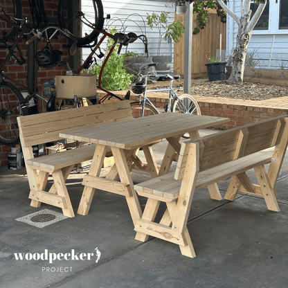 Separated Picnic Table Set with Backrest