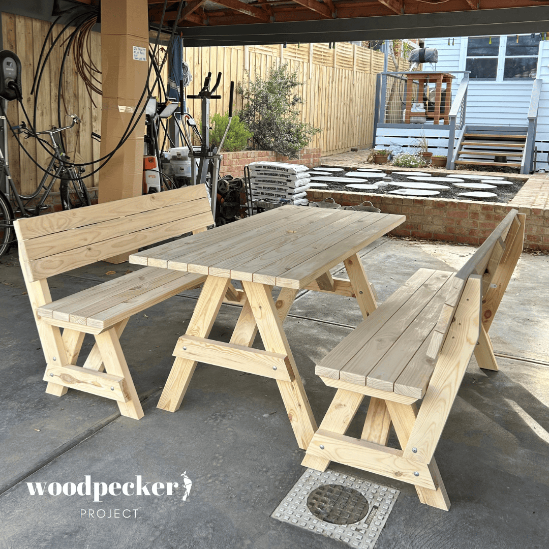 Separated Picnic Table Set with Backrest
