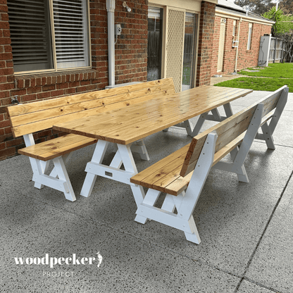 Separated Picnic Table Set with Backrest