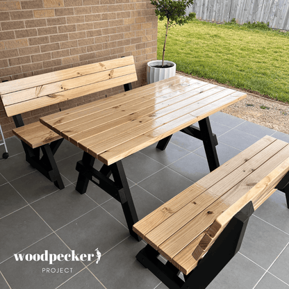 Separated Picnic Table Set with Backrest