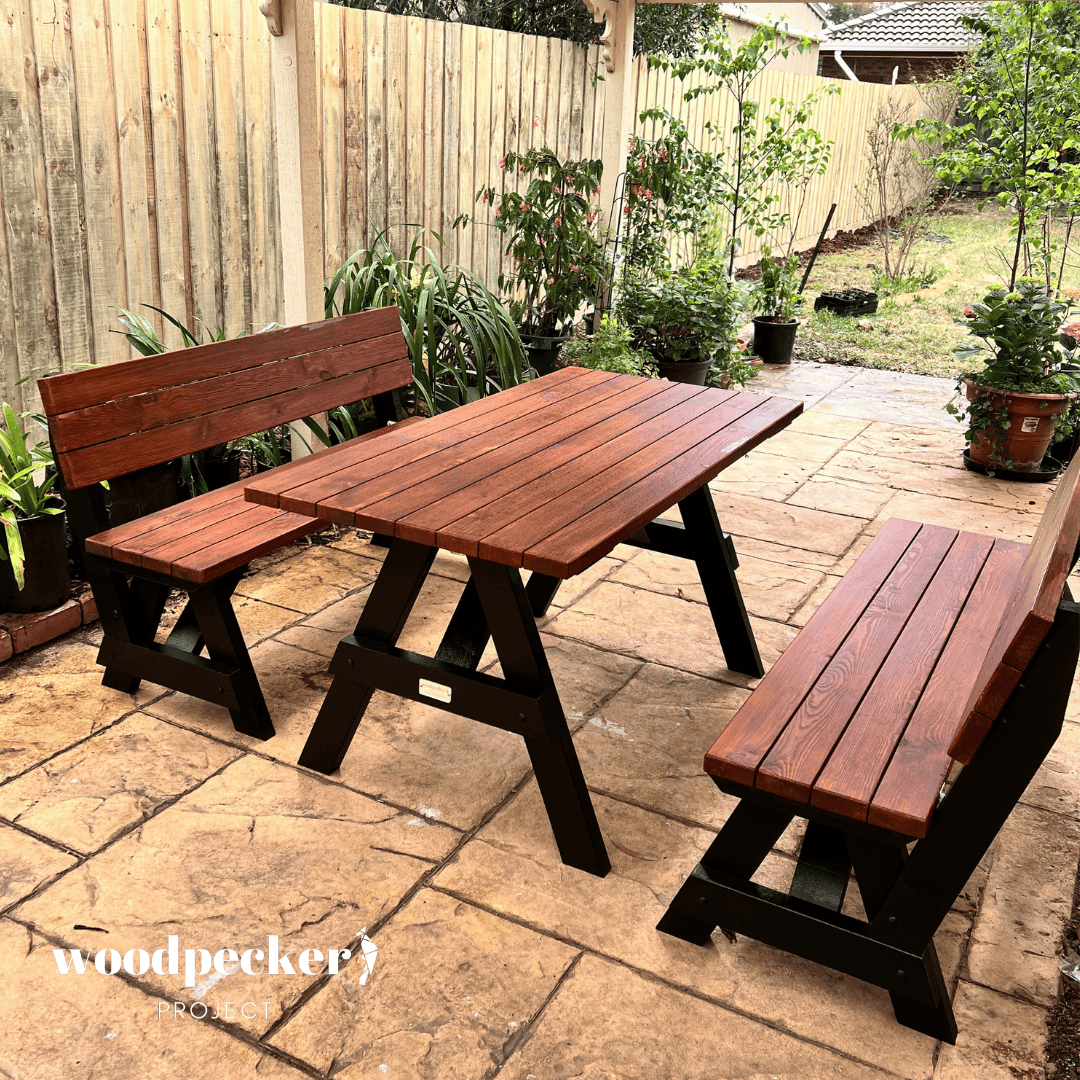 Separated Picnic Table Set with Backrest