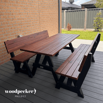 Separated Picnic Table Set with Backrest
