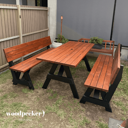 Separated Picnic Table Set with Backrest