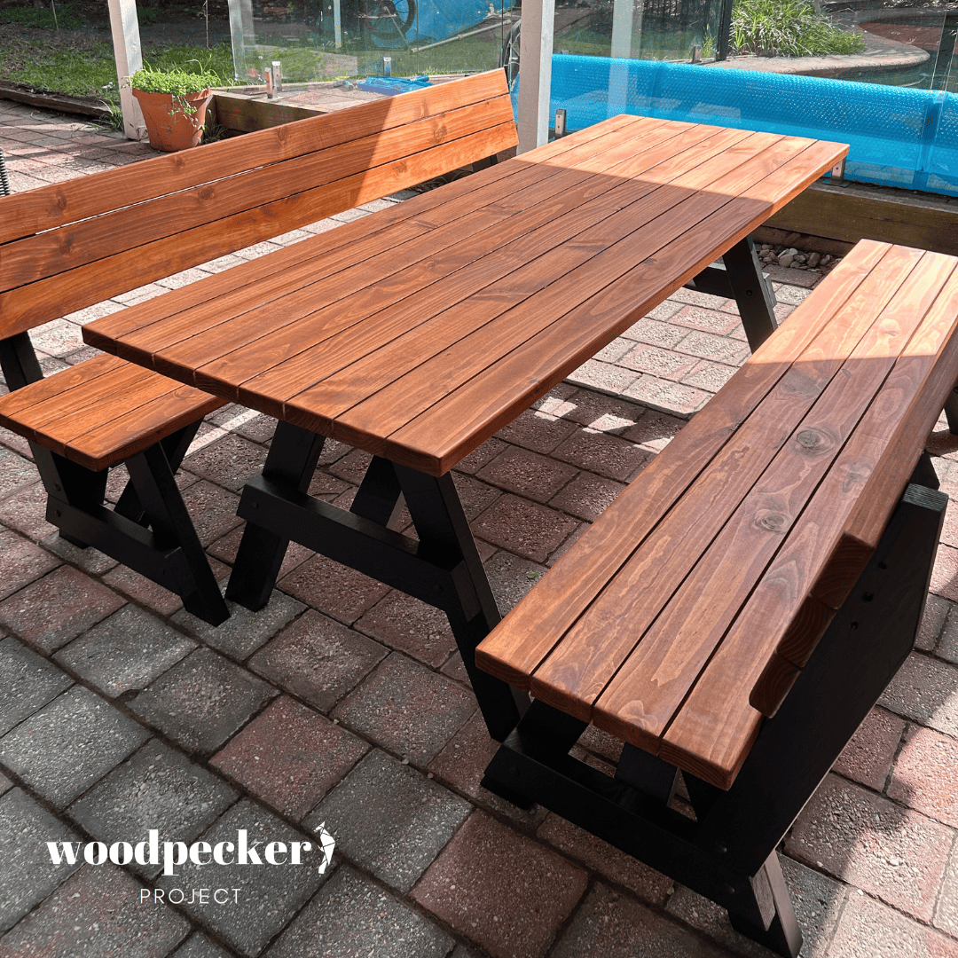 Separated Picnic Table Set with Backrest