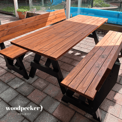 Separated Picnic Table Set with Backrest