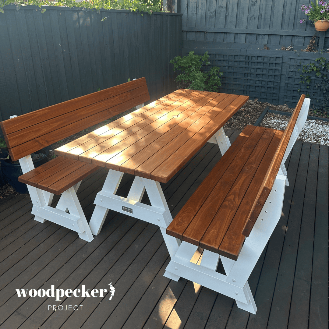Separated Picnic Table Set with Backrest