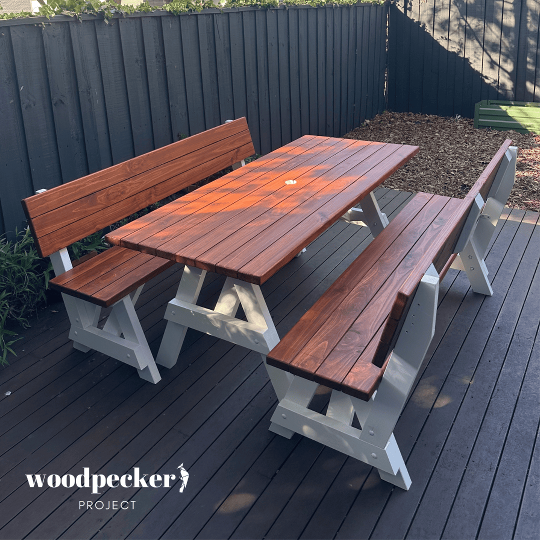 Separated Picnic Table Set with Backrest