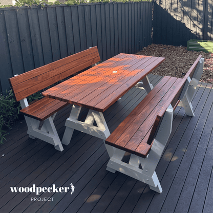 Separated Picnic Table Set with Backrest