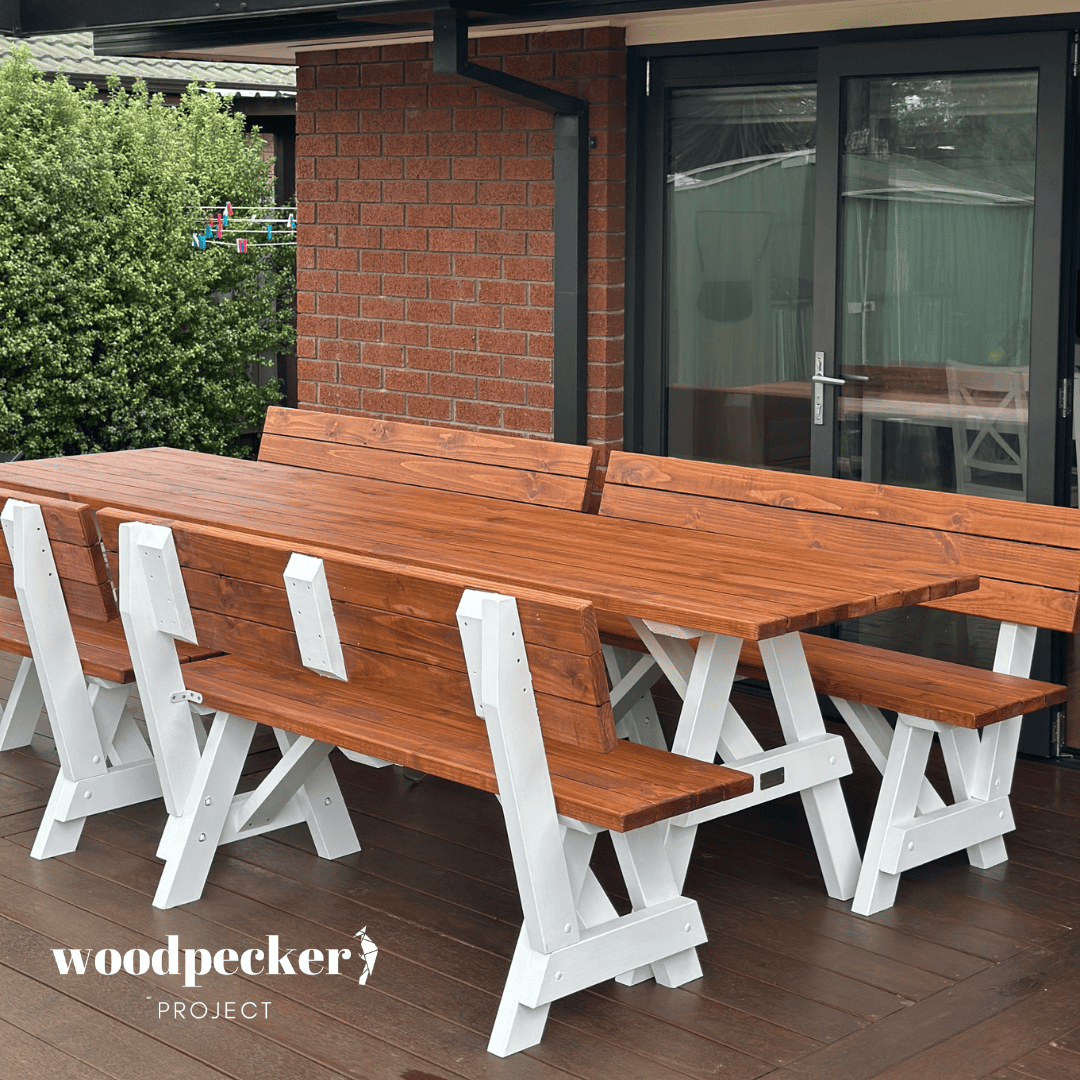 Separated Picnic Table Set with Backrest