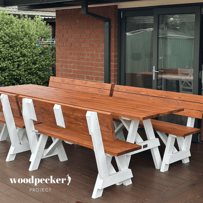 Separated Picnic Table Set with Backrest
