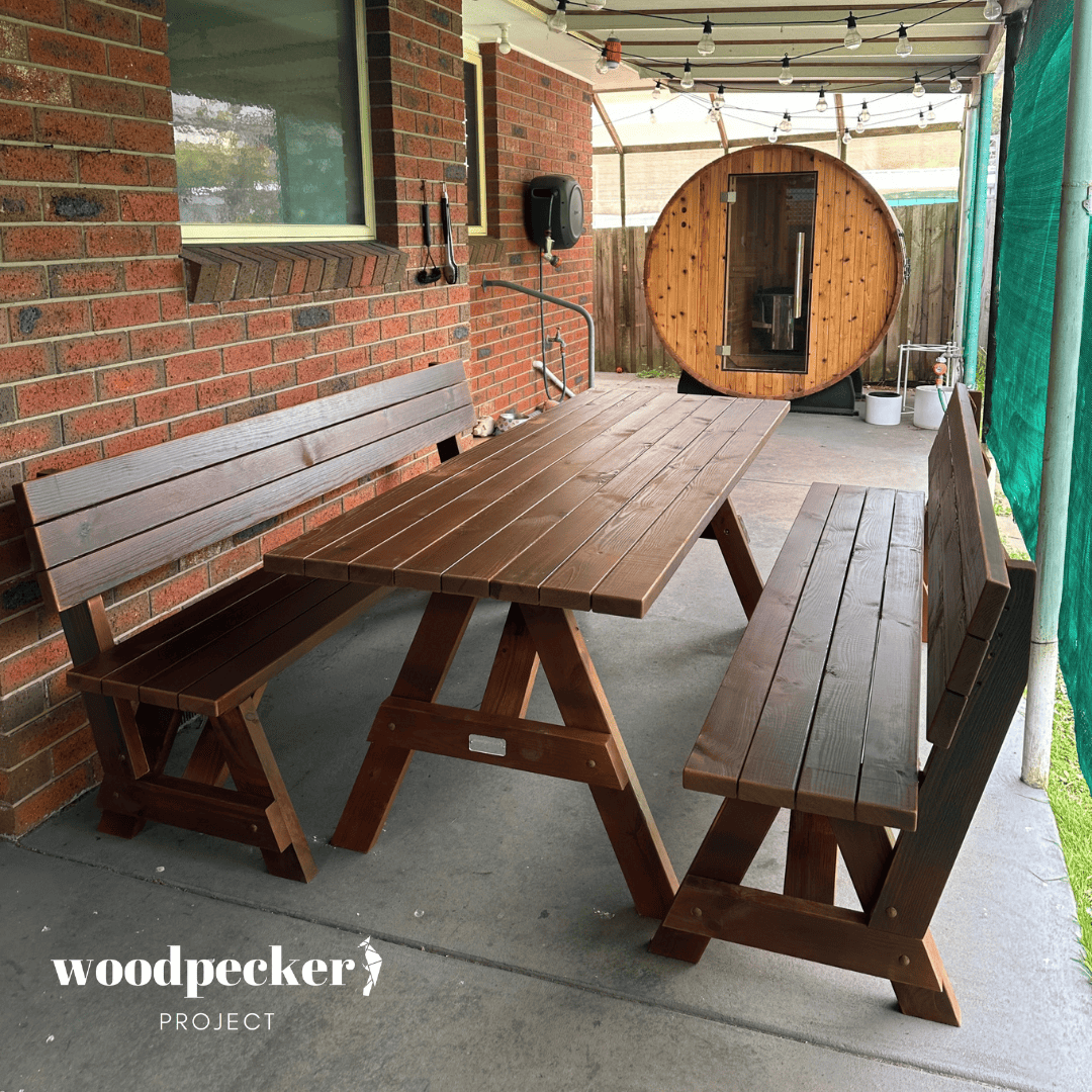 Separated Picnic Table Set with Backrest