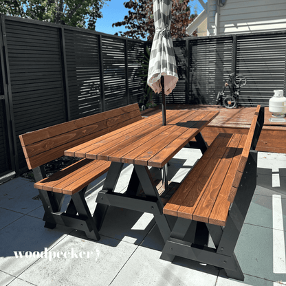 Separated Picnic Table Set with Backrest