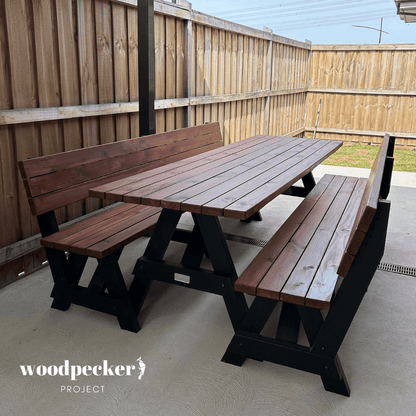 Separated Picnic Table Set with Backrest