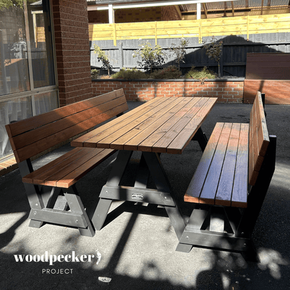 Separated Picnic Table Set with Backrest