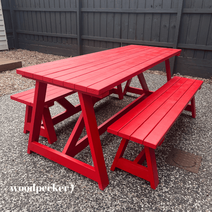 High-end modern outdoor dining table set with a rust-resistant finish, designed for long-lasting outdoor use and elegance